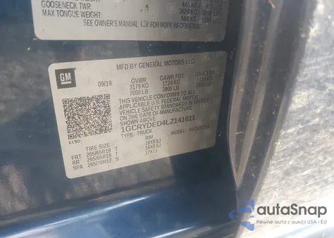 2020 Chevrolet Silverado 1500 4Wd Double Cab Standard Bed Lt from USA, damaged, VIN 1GCRYDED4LZ141611